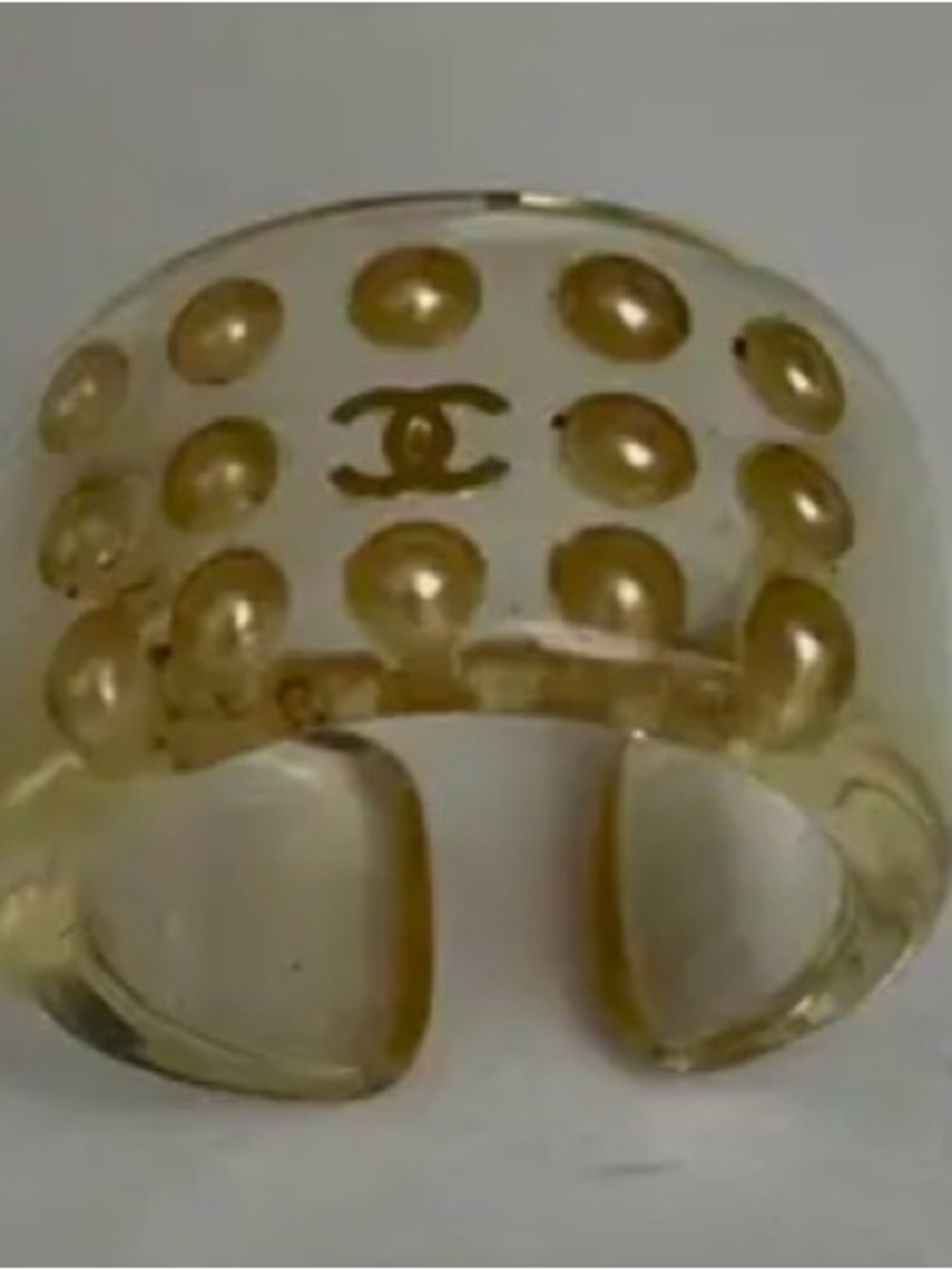 CHANEL Clear Plastic Pearl Ring - Vintage